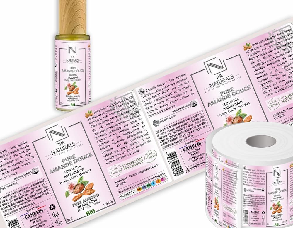étiquettes adhésives en rouleau pour cosmétique