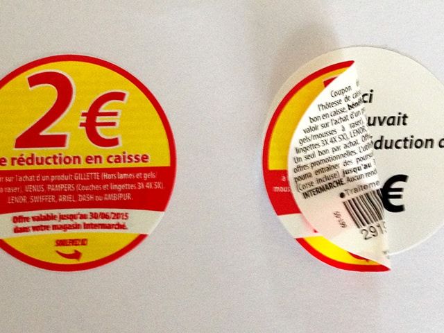Etiquette adhésive - autocollante -coupon- promotion- réduction