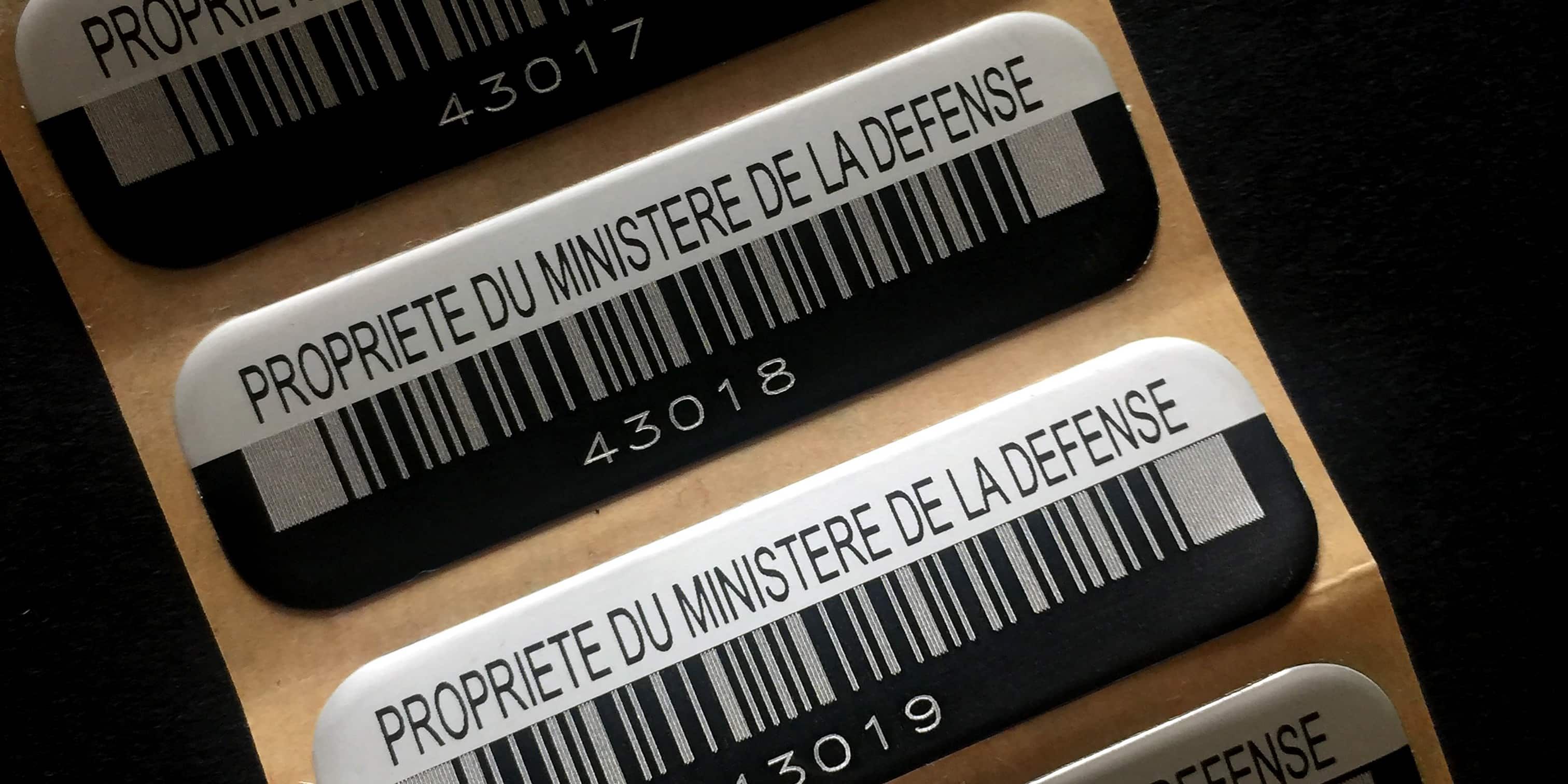 Etiquette d'inventaire avec code barre en Polyester, Ultra résistante