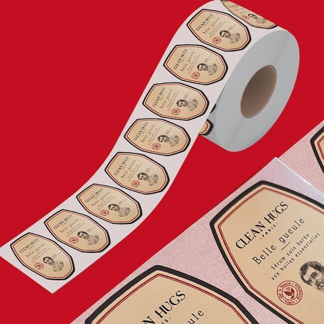 étiquettes autocollantes écologiques en papier canne fibre en bobines