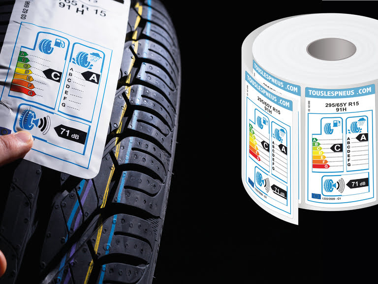 Etiquette adhésive pneu 
Etiquettes ultra résistantes
